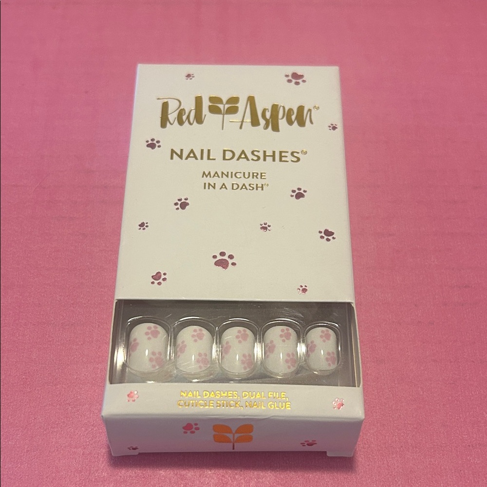 Red Aspen Nail Dashes WOOF WOOF, SNOOP Pink Paw Prints NEW IN BOX